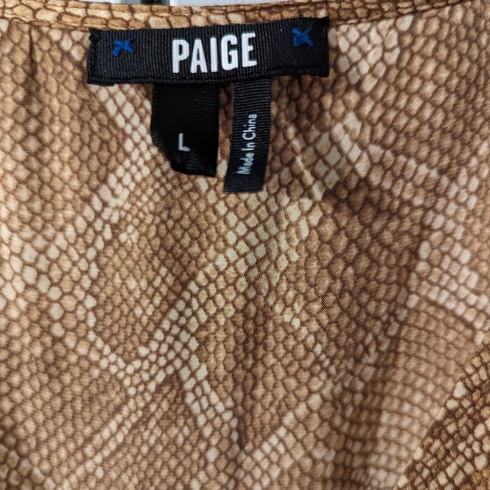🆕 NWOT Paige flowy Alayna bronze snake print dress w/2 front slits (no belt) - Picture 14 of 16
